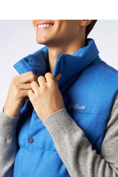 Homeware MC2 Saint Barth Man Down Padded Wooly Bluette Vest With Pockets