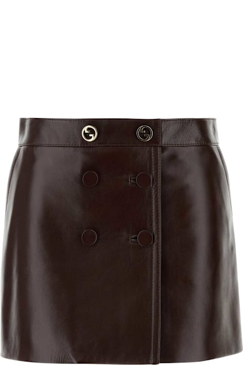 Gucci خصم على Women Gucci Burgundy Leather Mini Skirt