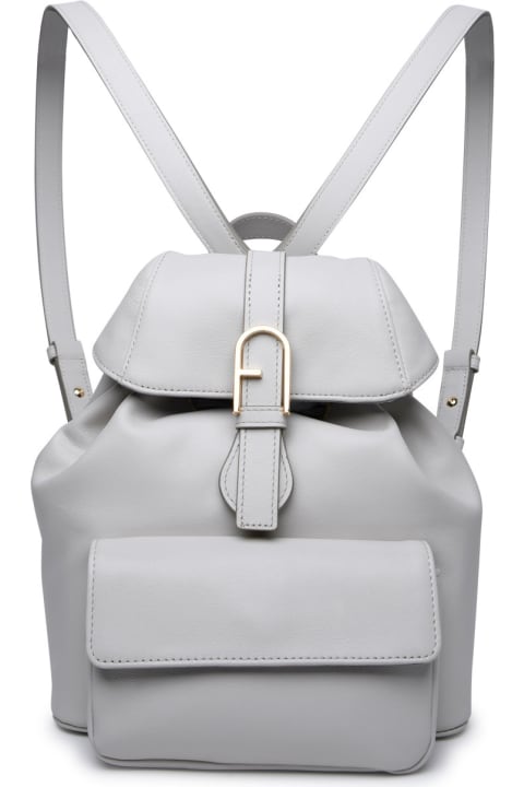 Fashion for Women Furla 'flow' Light Grey Leather Backpack