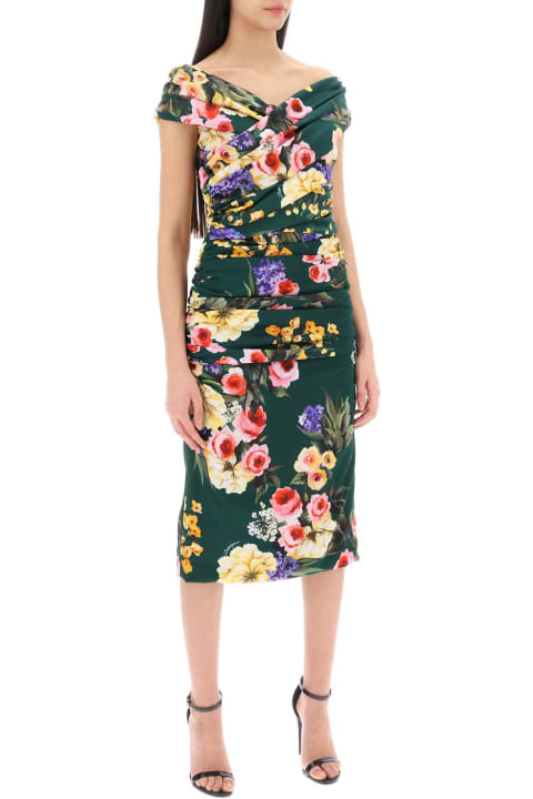 Dresses for Women Dolce & Gabbana Rose Garden Draped Midi Dress