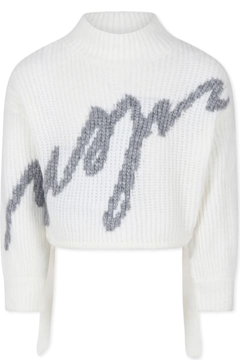 Homeware MSGM Ivory Crop Sweater For Girl With Logo