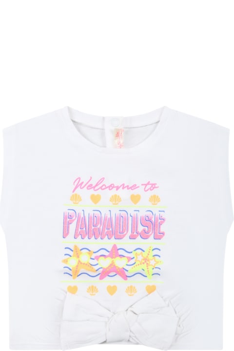 ベビーボーイズ BillieblushのTシャツ＆ポロシャツ Billieblush White Tank-top For Baby Girl With Print