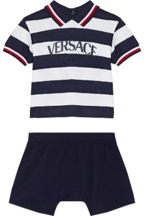 ベビーボーイズ Versaceのボディスーツ＆セットアップ Versace Nautical Stripe Polo Set
