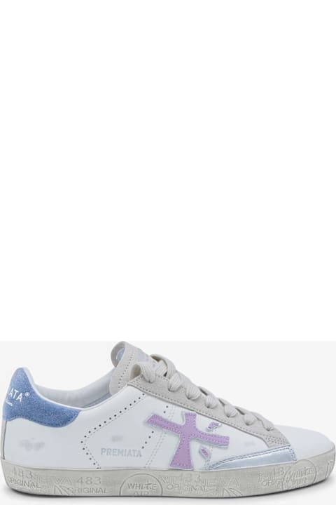Premiata White And Purple Sneakers