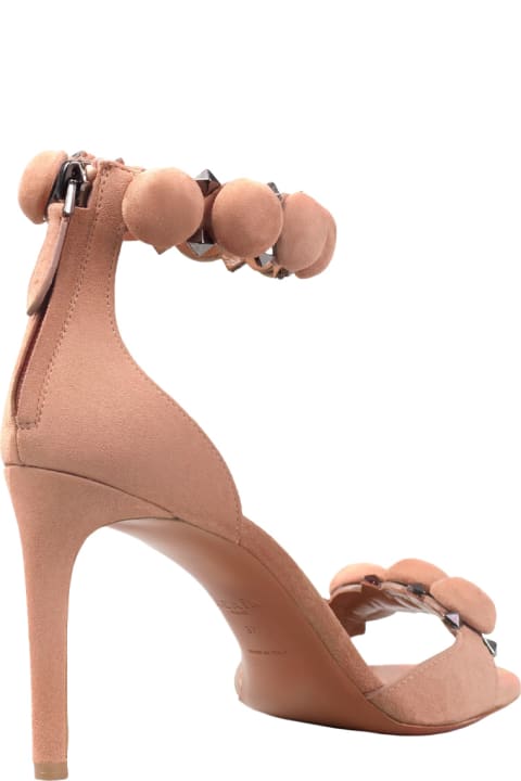 Shoes for Women Alaia Powder Pink Suede Bombe Sandals