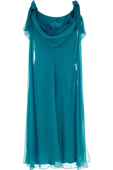 Alberta Ferretti Clothing for Women Alberta Ferretti Teal Green Silk Dress