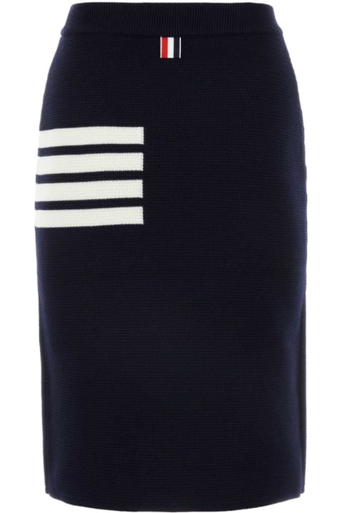 Thom Browne for Women Thom Browne Navy Blue Wool Blend Skirt