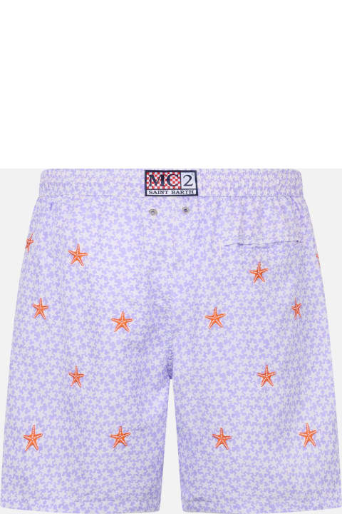 أدوات منزلية MC2 Saint Barth Man Lightweight Fabric Swim-shorts Lighting With Seastars Embroidery