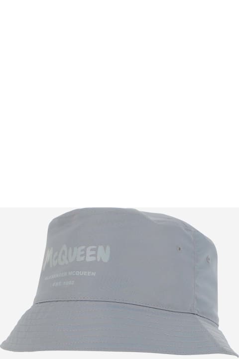 Hats for Men Alexander McQueen Graffiti Logo Bucket Hat