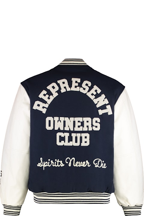 REPRESENT for Women REPRESENT Wool And Faux Leather Bomber Jacket