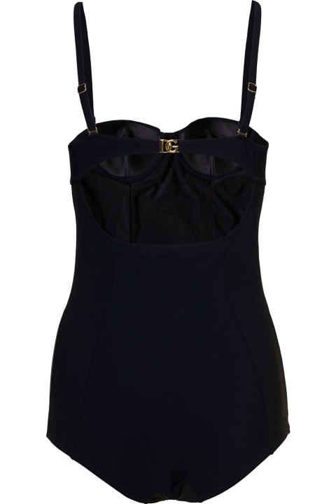 Black Balconette Swimsuit In Lycra Woman Dolce & Gabbana