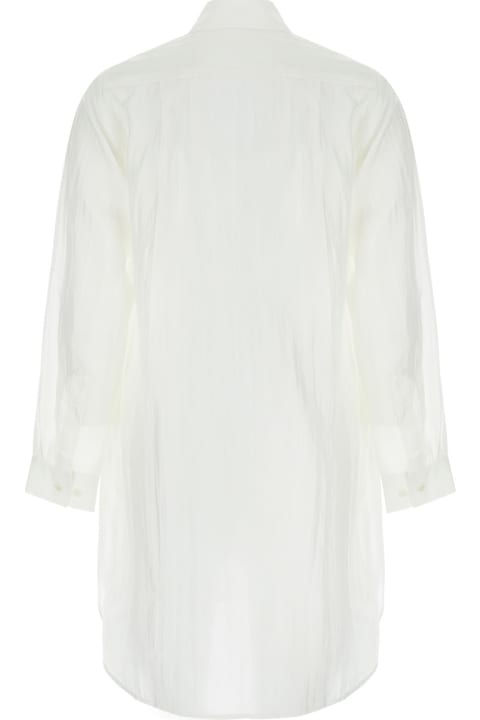 The Rose Ibiza Topwear for Women The Rose Ibiza White Maxi Shirt With Wrinkled Effect In Silk Woman