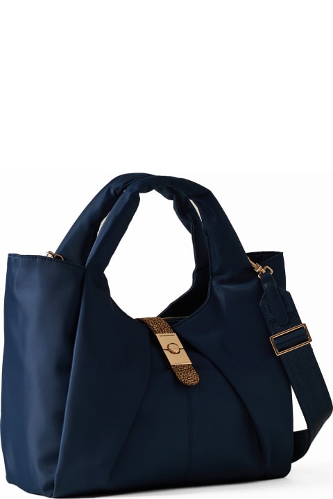 Borbonese Totes for Women Borbonese Fabric And Leather Handbag With Shoulder Strap