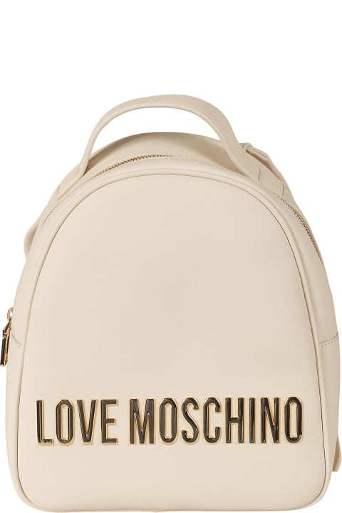 Backpacks for Women Love Moschino Logo Plaque Embossed Backpack