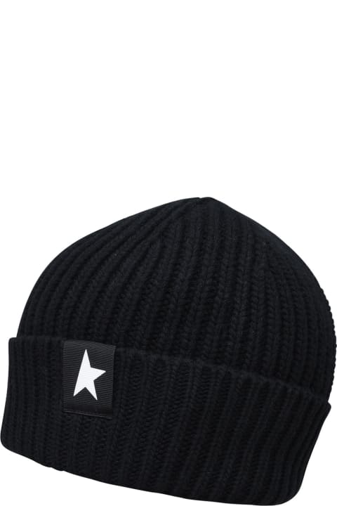 Golden Goose Hats for Women Golden Goose Black Wool Damian Star Beanie