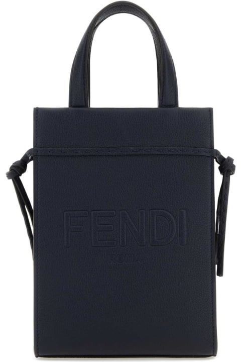 Sale for Men Fendi Midnight Blue Leather Mini Go To Shopper Handbag