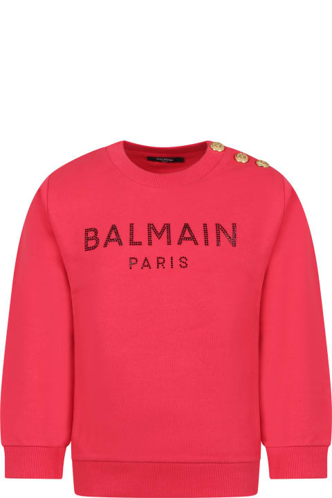 ガールズ ニットウェア＆スウェットシャツ Balmain Fuchsia Sweatshirt For Girl With Logo