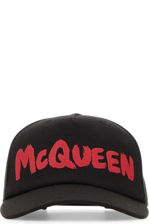 Alexander McQueen Hats for Men Alexander McQueen Graffiti Logo Printed Baseball Cap