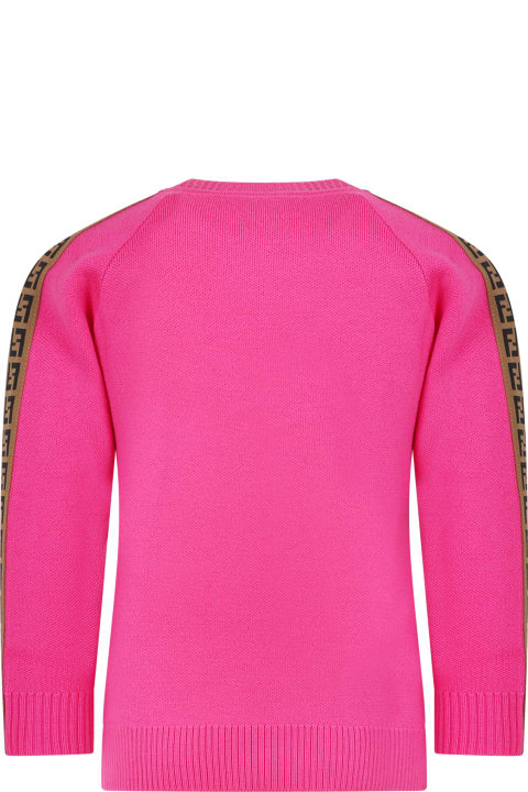 Fendi for Kids Fendi Fuchsia Sweater For Girl With Double Ff