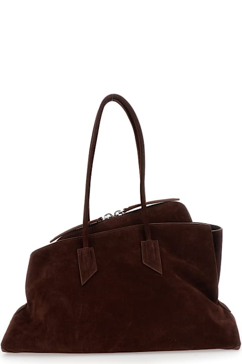 Homeware The Attico 
la Passeggiata
 Brown Shoulder Bag With Two Top Handles In Leather Suede Woman