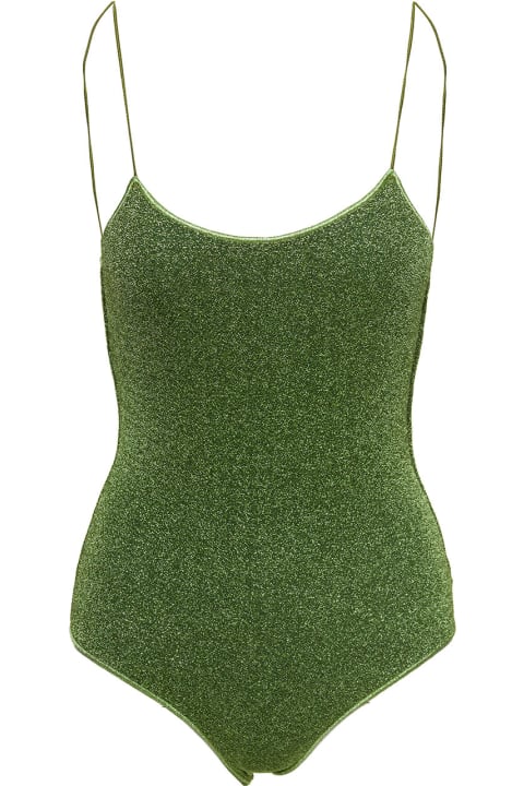 أدوات منزلية Oseree 'lumière Maillot' Green Swimsuit With Open Back In Lurex Woman