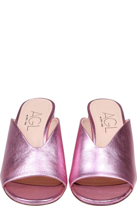 AGL Sandals for Women AGL Slides In Pink Metallic Leather