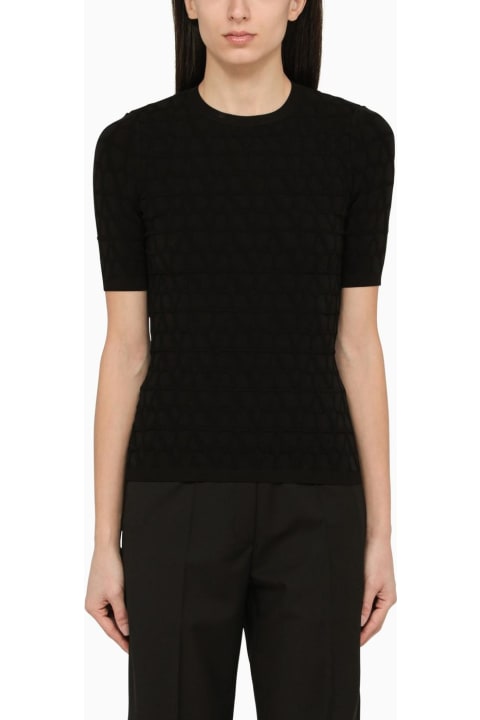 Valentino Clothing for Women Valentino Black Crew-neck Sweater With Toile Iconographe Motif