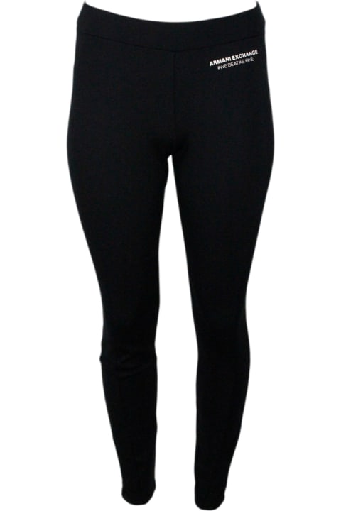 Leggings In Stretch Technical Fabric With Elasticated Waist And Elasticated Band On The Sides