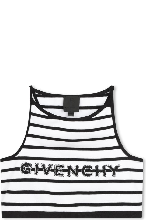 Givenchy Kidsのセール Givenchy Crop Top With Striped Embroidery
