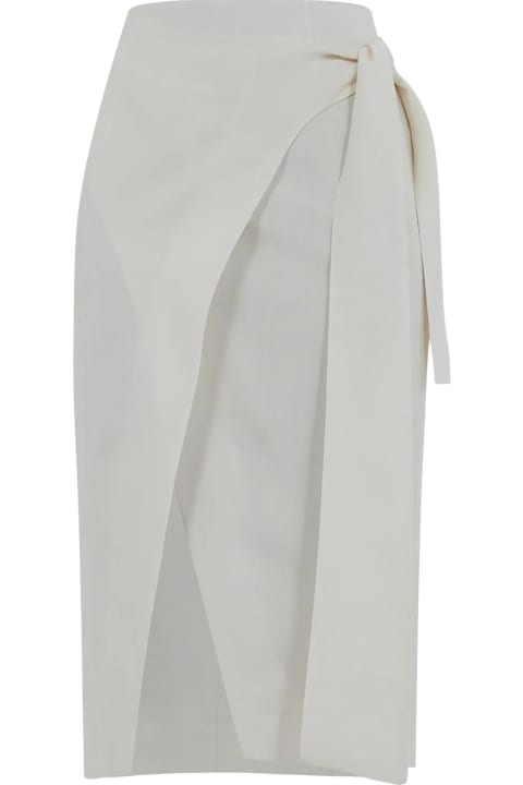 Skirts for Women SEMICOUTURE Cream White Armored Viscose Wrap Skirt