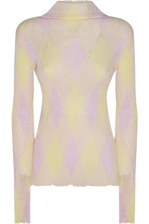 Clothing Sale for Women Burberry High-neck Argyle Intarsia-knit Long Sleeved Jumper
