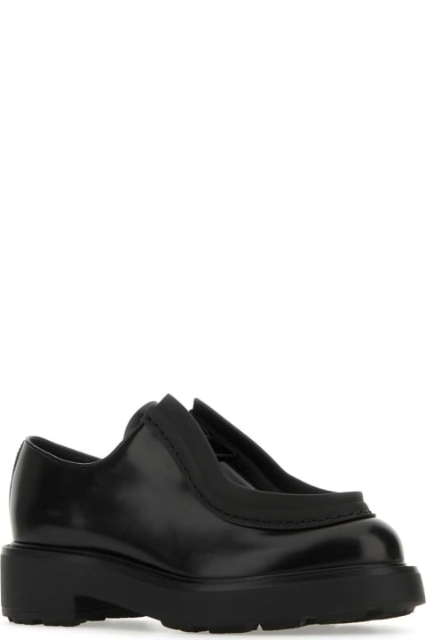 Prada Flat Shoes for Women Prada Black Leather Lace-up Shoes
