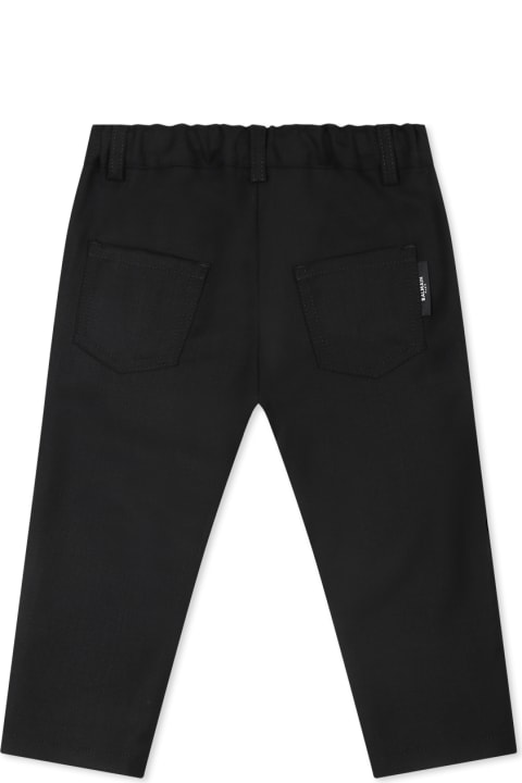 Bottoms for Baby Girls Balmain Black Trousers For Baby Boy With Logo