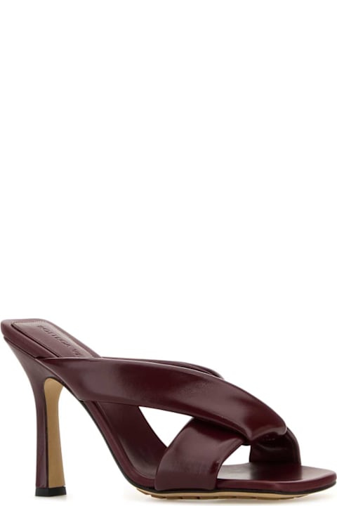 Bottega Veneta for Women Bottega Veneta Burgundy Leather Riva Mules