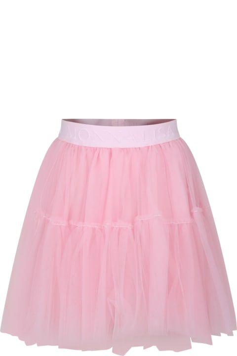 Monnalisa Kids Monnalisa Pink Elegant Tulle Skirt For Girl