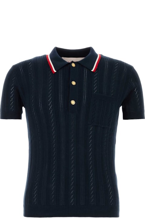 Valentino Garavani ملابس علوية لـ القسم الرجالي Valentino Garavani Navy Blue Cotton Polo Shirt