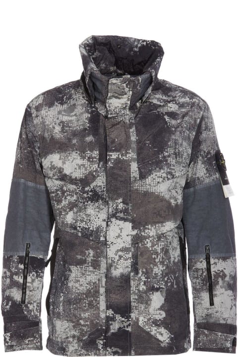 Camouflage Printed Logo Patch Jacket