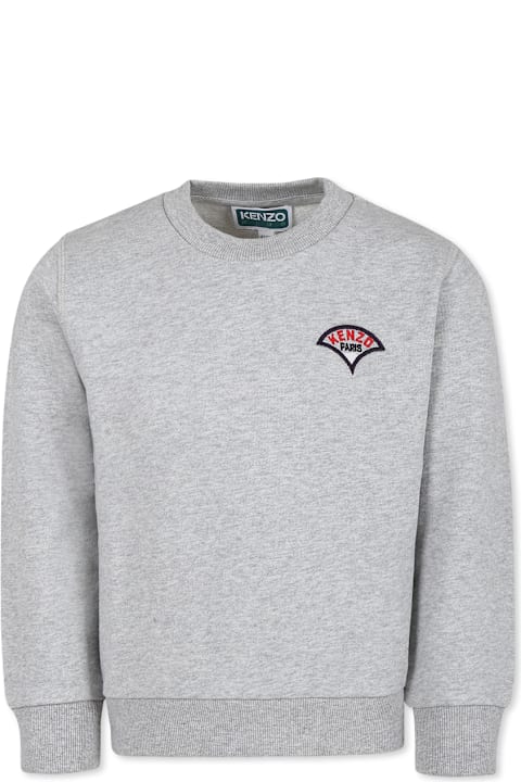 أدوات منزلية Kenzo Kids Grey Sweatshirt For Boy With Kenzo Seigaiha Embrodery