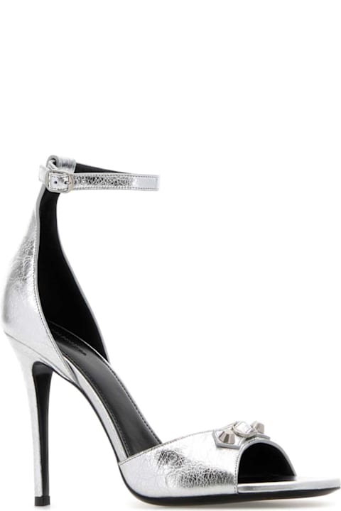 Balenciaga Silver Leather City Up Sandals