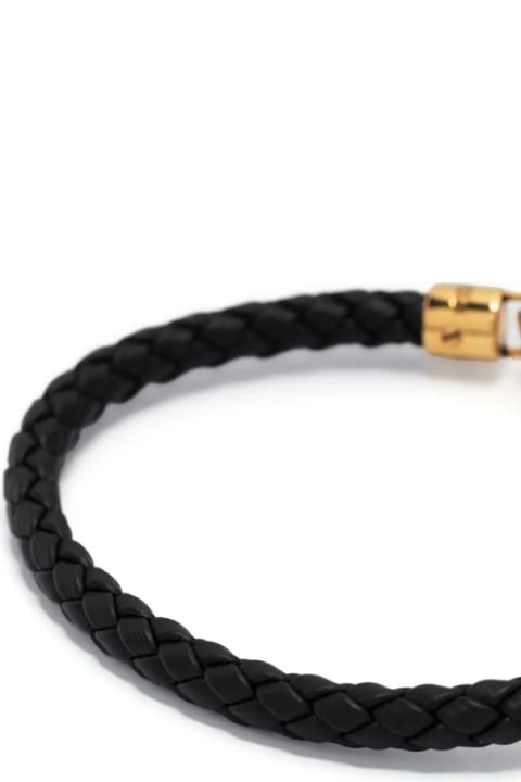 Bracelets for Men Alexander McQueen Braided Leather Bracelet With Skull Detail