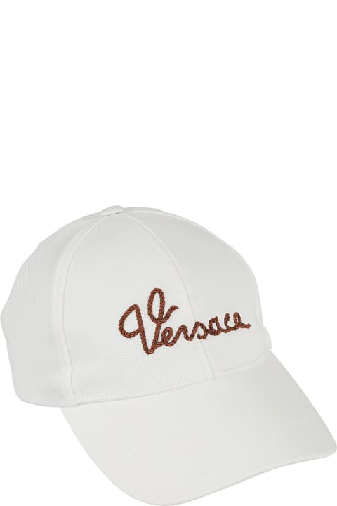 メンズ 帽子 Versace Logo Embroidered Baseball Cap
