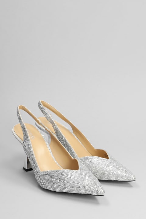 High-Heeled Shoes for Women Michael Kors Chelsea Sling Pumps In Silver Glitter