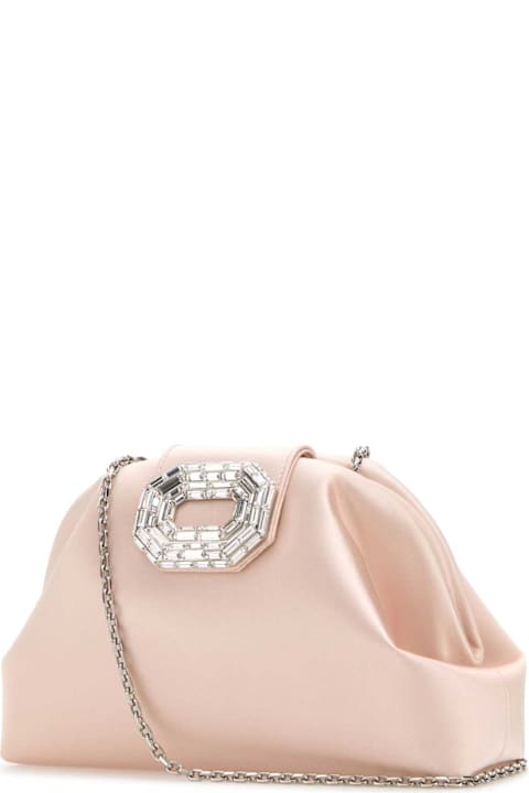 Amina Muaddi for Women Amina Muaddi Light Pink Satin Camelia Clutch