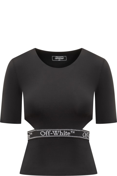Off-White Women Off-White Logo Band Cut-out Crewneck Top