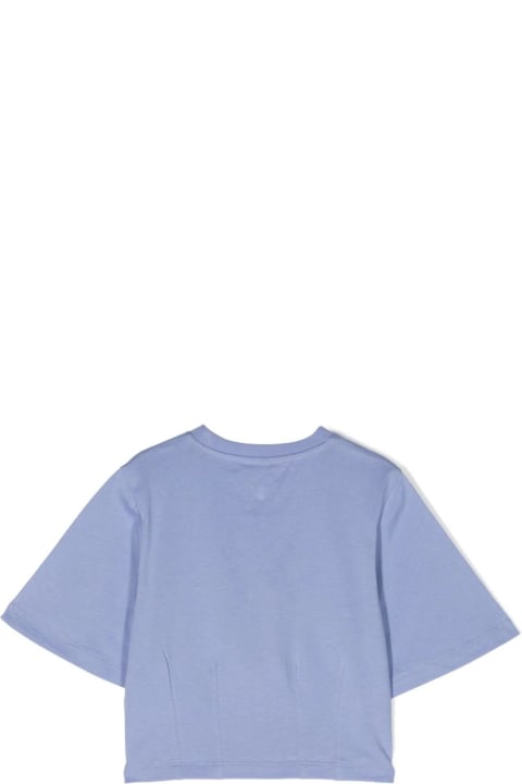 Etro Topwear for Girls Etro Light Blue Crop T-shirt With Etro Pegaso Logo