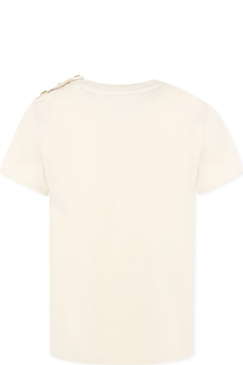 Balmain لـ Kids Balmain Beige T-shirt For Girl With Logo