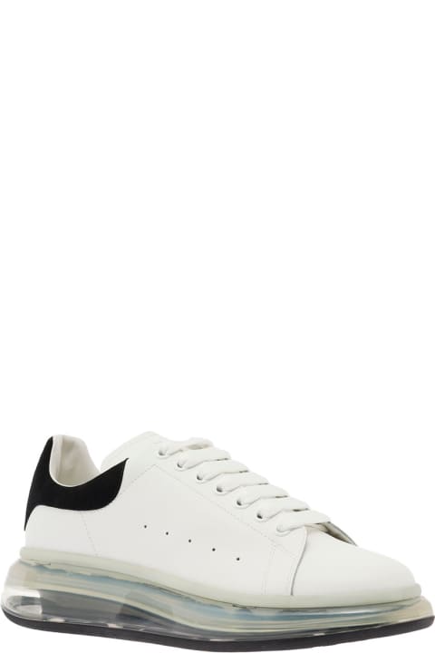 White Low Top Sneakers With Contrasting Back Heel Tab In Leather Man Alexander Mcqueen
