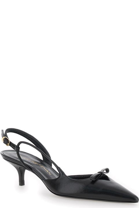 Stuart Weitzman Shoes for Women Stuart Weitzman 'tully' Black Slingback Pumps With Bow Detail In Leather Woman
