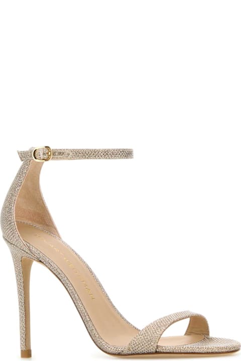 أدوات منزلية Stuart Weitzman Silver Fabric Nudist Ii Sandals