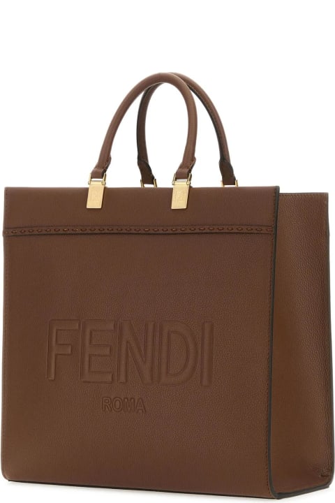 Fendi for Women Fendi Brown Leather Medium Sunshine Shopping Bag